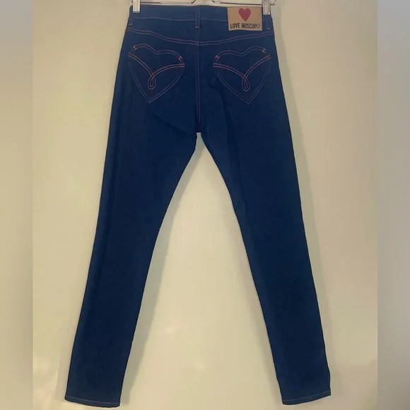 NWT LOVE MOSCHINO Mid-rise slim-leg dark denim jeans Size 26 - Picture 6 of 15